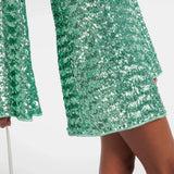 Damen Langarm Party Mini Abendkleid