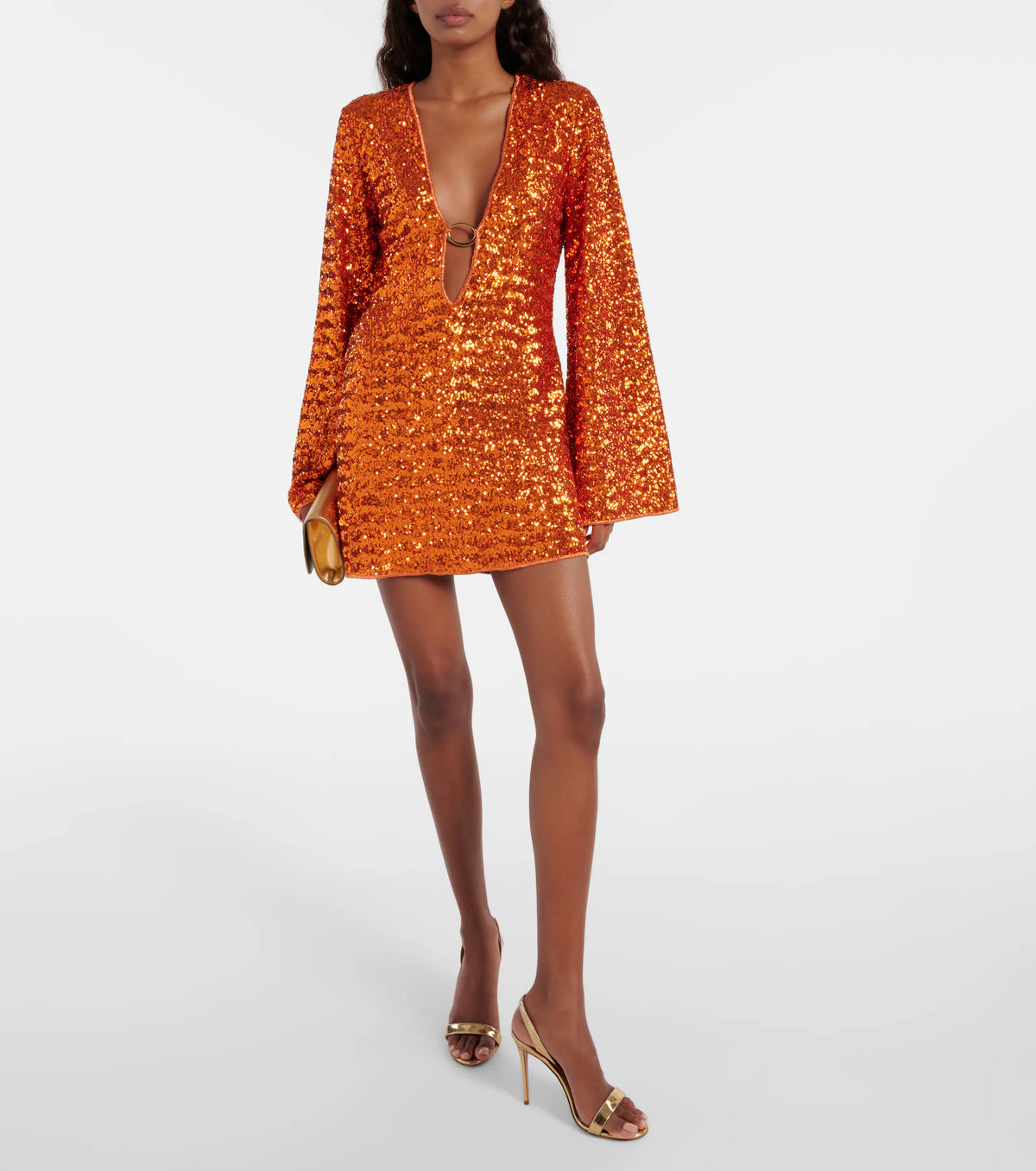 Damen Langarm Party Mini Abendkleid