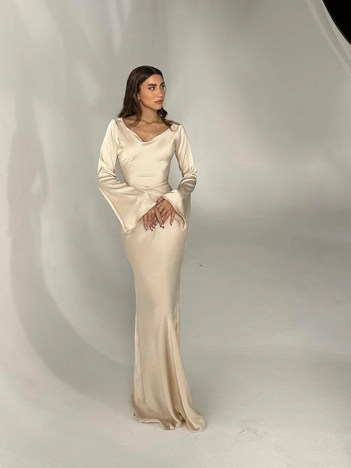 Pamela | Langarm Maxi Festliches Kleid