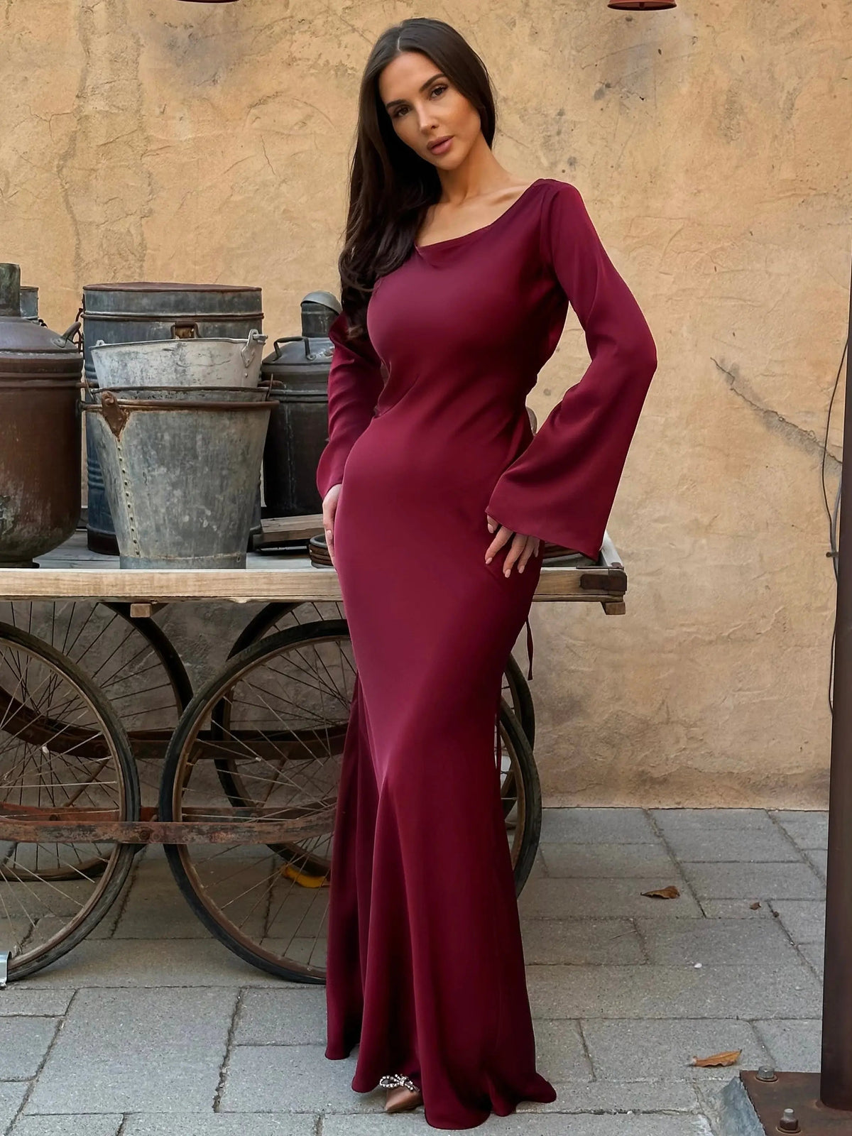 Pamela | Langarm Maxi Festliches Kleid