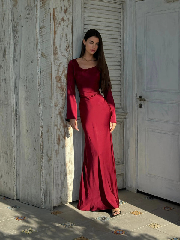 Pamela | Langarm Maxi Festliches Kleid