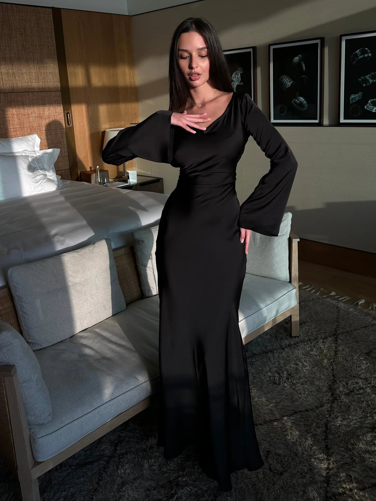 Pamela | Langarm Maxi Festliches Kleid