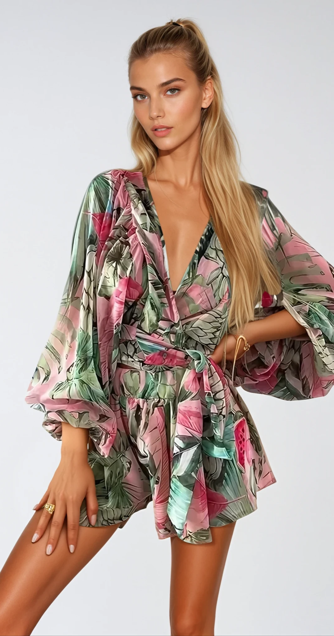 Beretta | Women's Summer Wrap Romper | Long Sleeve