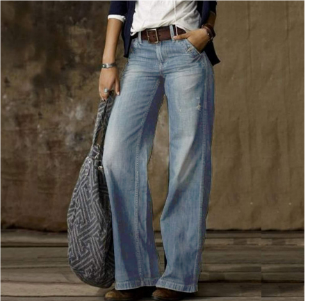 Damen Vintage Leichte Jeans | Hohe Taille