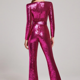 Aderine | Damen Elegant Glitzern Jumpsuit | Langärm