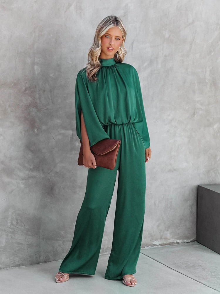 Riley | Stehkragen Weites Bein Jumpsuit
