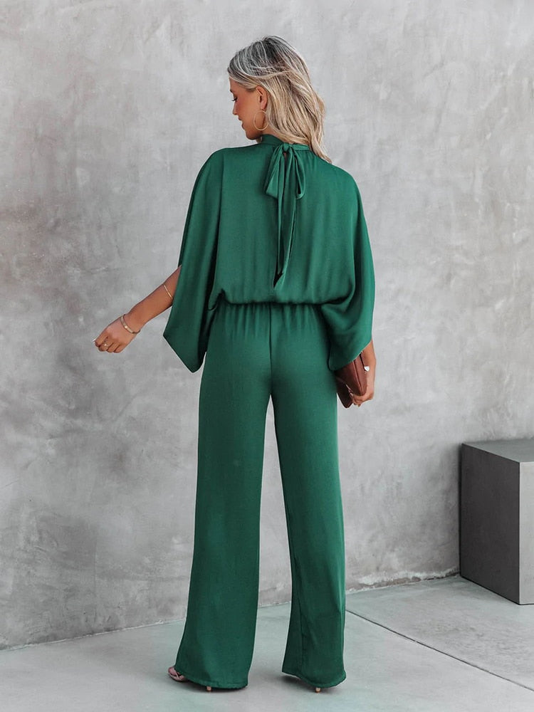 Riley | Stehkragen Weites Bein Jumpsuit