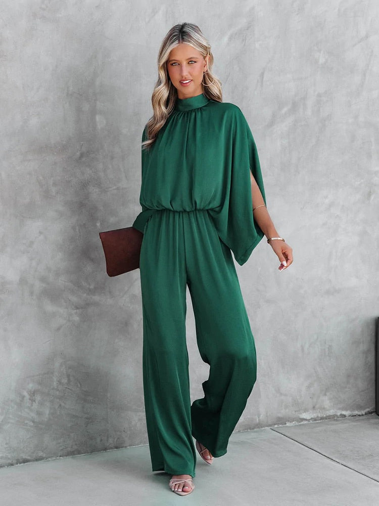 Riley | Stehkragen Weites Bein Jumpsuit