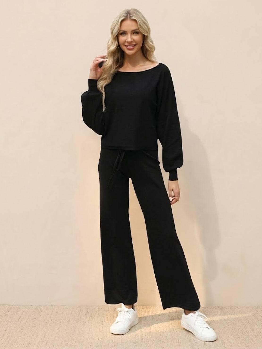 Leilani | Weites Bein Rundhals Lounge Zweiteiliges Set