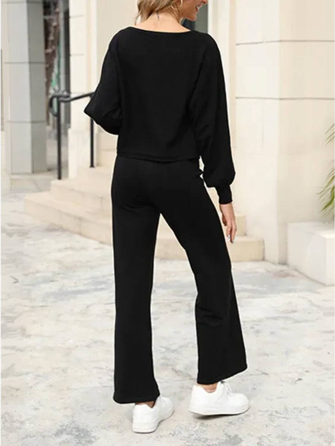 Leilani | Weites Bein Rundhals Lounge Zweiteiliges Set