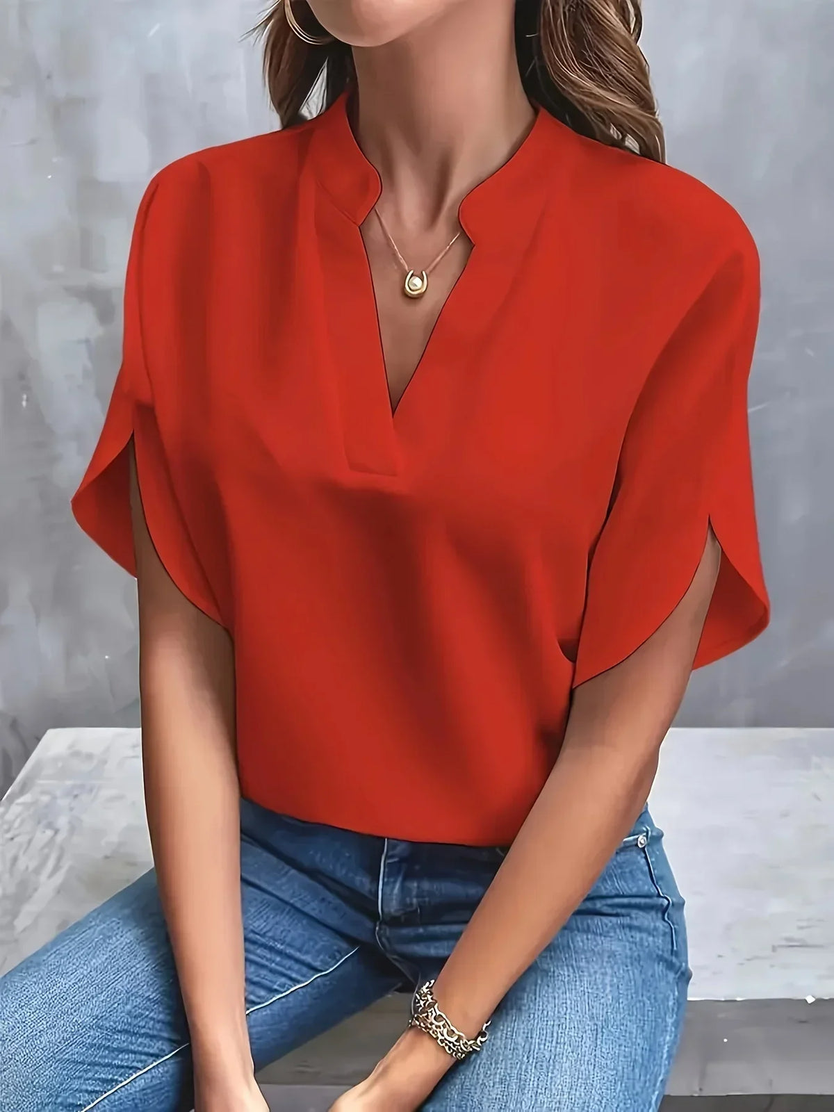 Sophia | Plissee-Front Stehkragen Bluse
