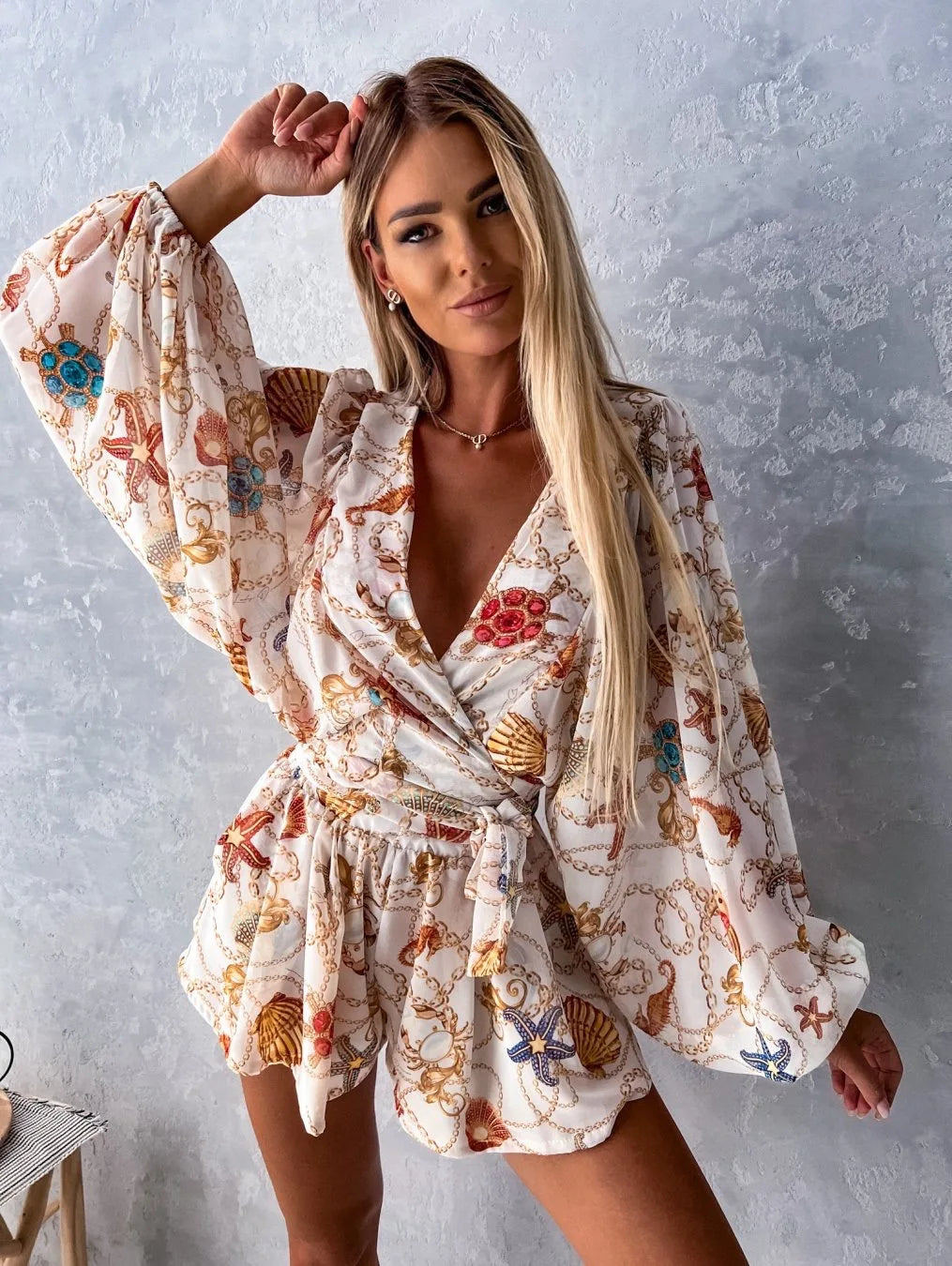 Beretta | Women's Summer Wrap Romper | Long Sleeve