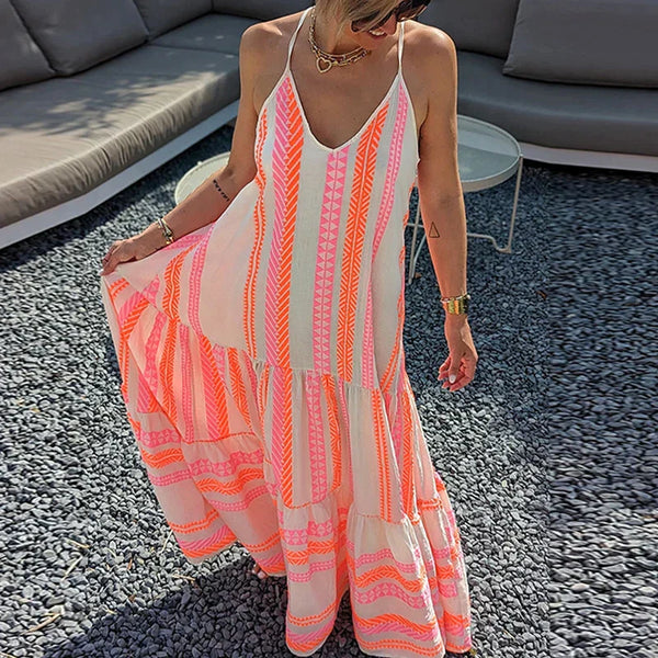 Damen Bedruckt Maxi Sommerkleid