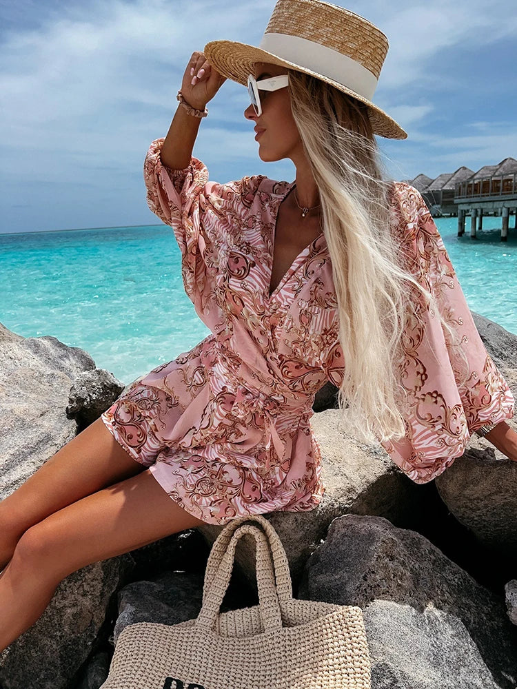 Beretta | Women's Summer Wrap Romper | Long Sleeve