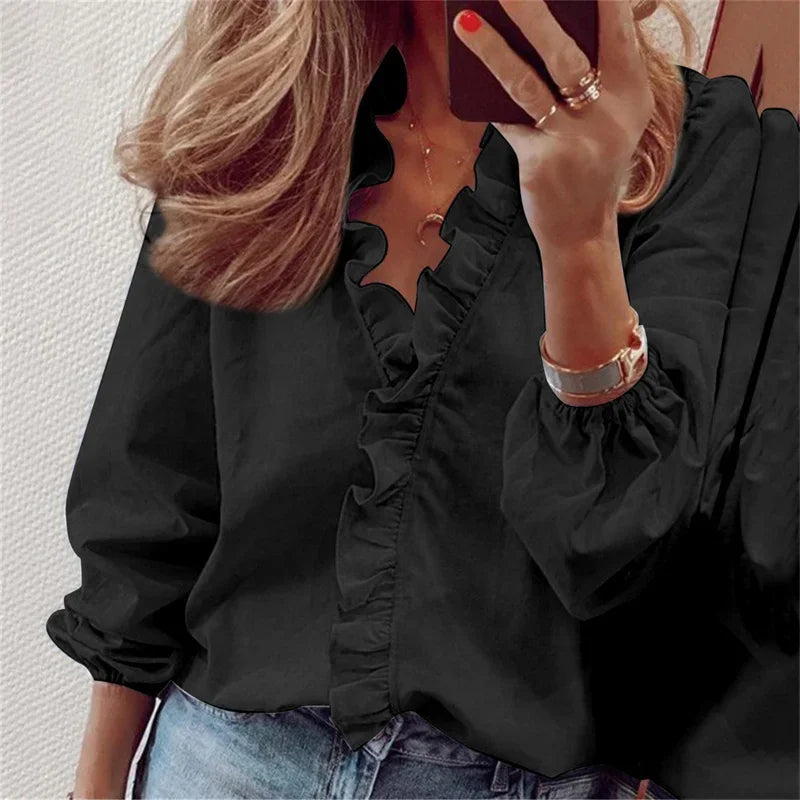 Nora | Rüschenbesatz Kappenärmel Bluse
