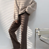 Damen Gerippt Lang Stoffhose