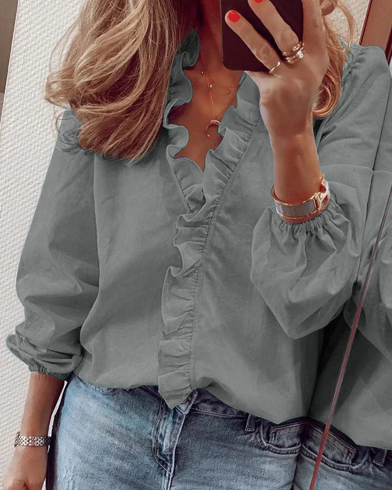 Nora | Rüschenbesatz Kappenärmel Bluse