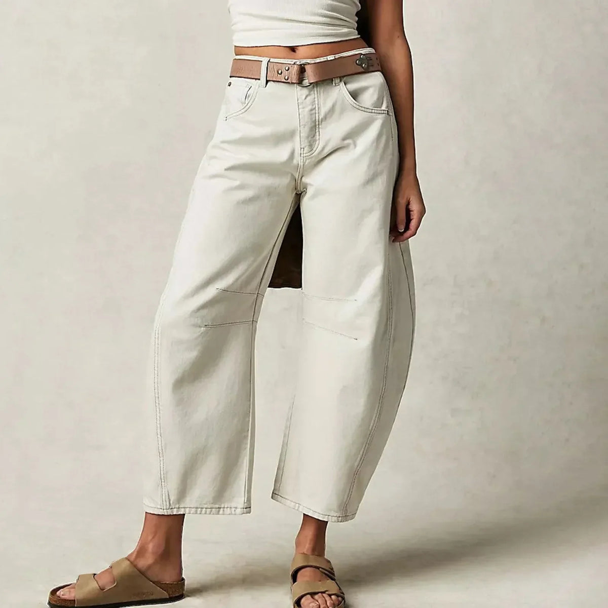 Jeans holgados para mujer con cierre de botones