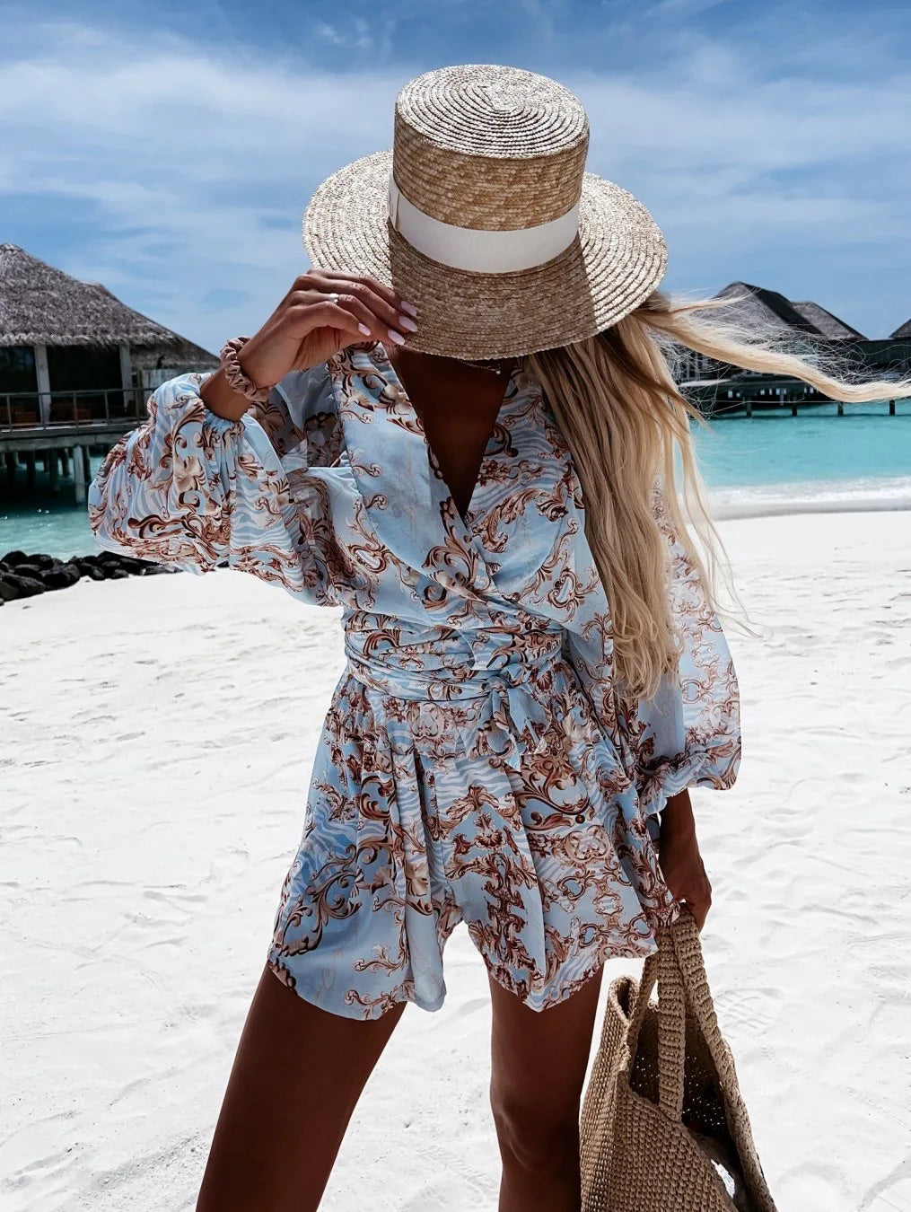 Beretta | Women's Summer Wrap Romper | Long Sleeve