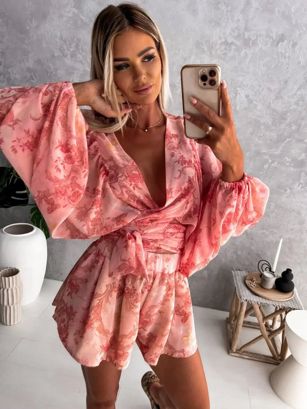 Beretta | Women's Summer Wrap Romper | Long Sleeve