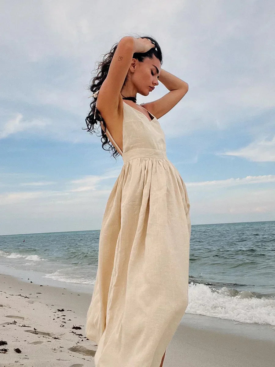 Damen Strand Midi Sommerkleid