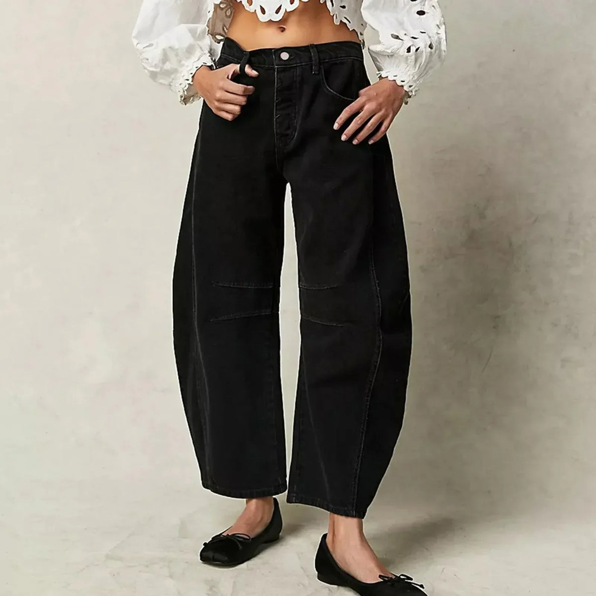 Jeans holgados para mujer con cierre de botones