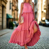 Damen Ärmellos A-Linie Maxi Sommerkleid