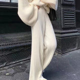 Damen Gerippt Lang Stoffhose