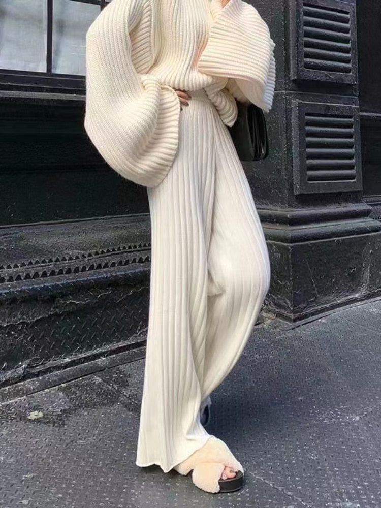 Damen Gerippt Lang Stoffhose