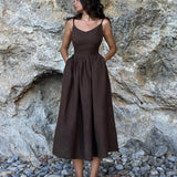 Damen Strand Midi Sommerkleid