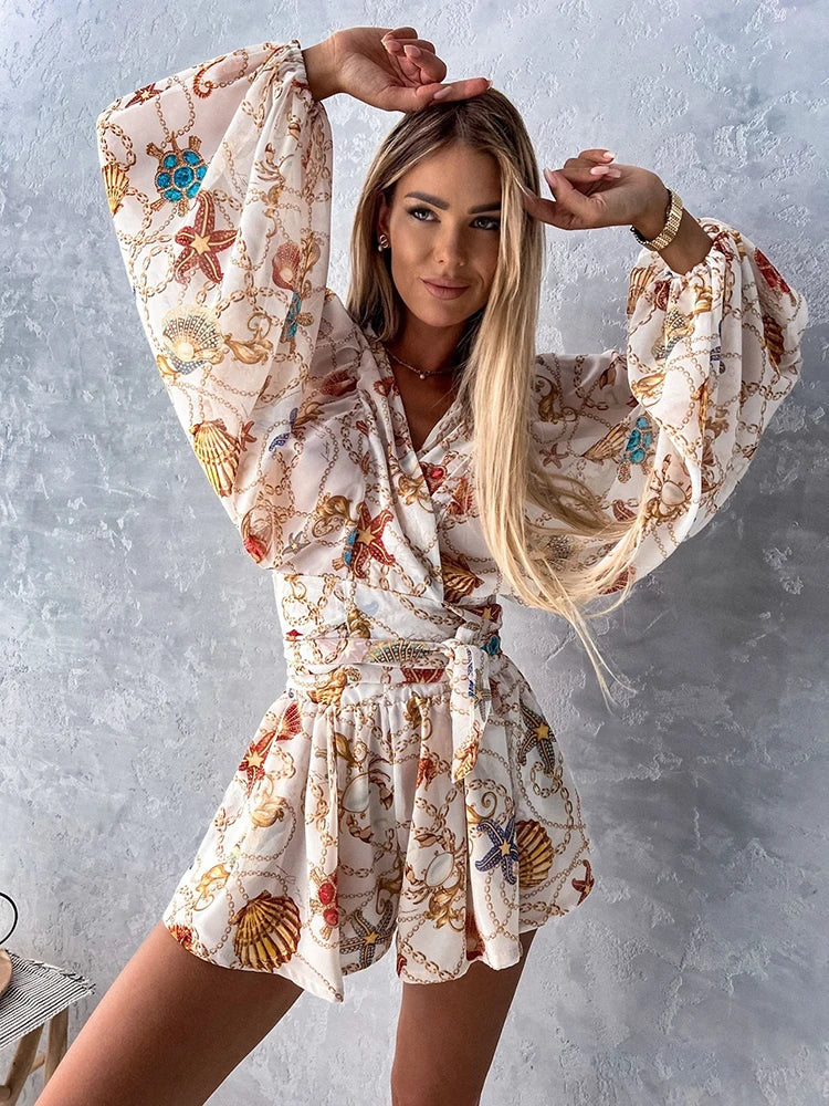 Beretta | Women's Summer Wrap Romper | Long Sleeve