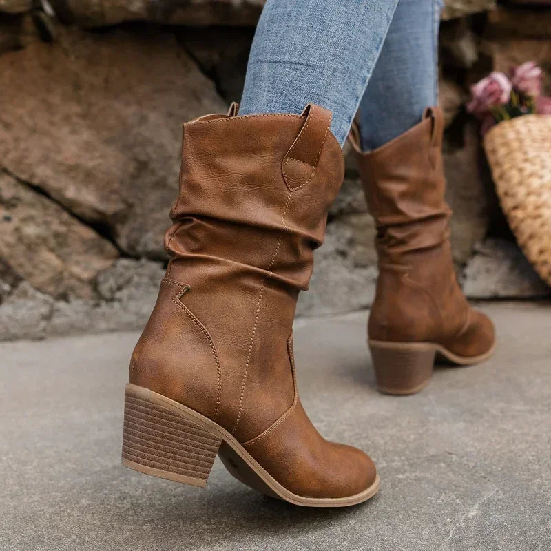 Nora | Blockabsatz Gepolstert Western-Stiefel