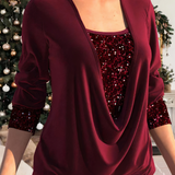 Kira | Damen Glitzer Langarm Oberteil | Stilvoll