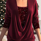 Kira | Damen Glitzer Langarm Oberteil | Stilvoll