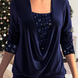 Kira | Damen Glitzer Langarm Oberteil | Stilvoll