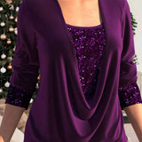 Kira | Damen Glitzer Langarm Oberteil | Stilvoll