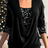 Kira | Damen Glitzer Langarm Oberteil | Stilvoll