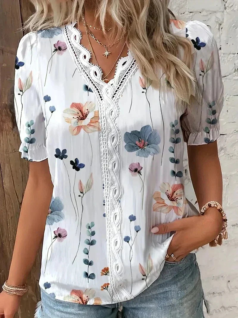 Sienna | Floral Embroidery V-Neck Blouse