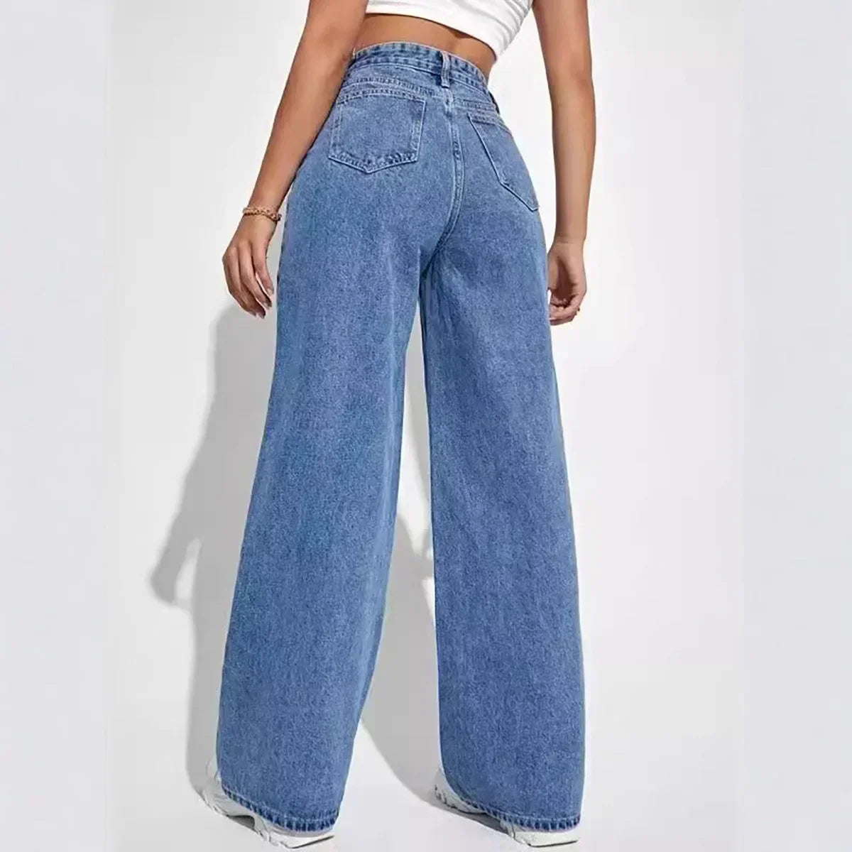 Damen Hohe Taille Baggy Jeans