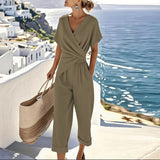 Emily | V-Ausschnitt Verkürztes Bein Jumpsuit