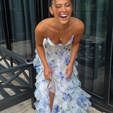 Dakota | Maxi Wedding Guest Dress with Floral Pattern Pleated Shade