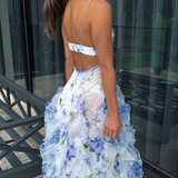 Dakota | Maxi Wedding Guest Dress with Floral Pattern Pleated Shade