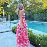 Dakota | Maxi Wedding Guest Dress with Floral Pattern Pleated Shade