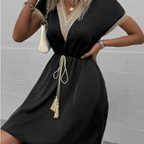 Eleni | V-Ausschnitt Drapiert Boho-Kleid