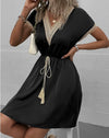 Eleni | V-Ausschnitt Drapiert Boho-Kleid