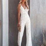 Eleanor | Tiefer V-Ausschnitt Spaghettiträger Jumpsuit