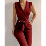 Aurora | V-Ausschnitt Ärmellos Jumpsuit