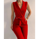 Aurora | V-Ausschnitt Ärmellos Jumpsuit