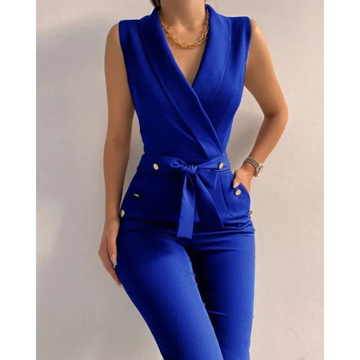 Aurora | V-Ausschnitt Ärmellos Jumpsuit