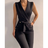 Aurora | V-Ausschnitt Ärmellos Jumpsuit